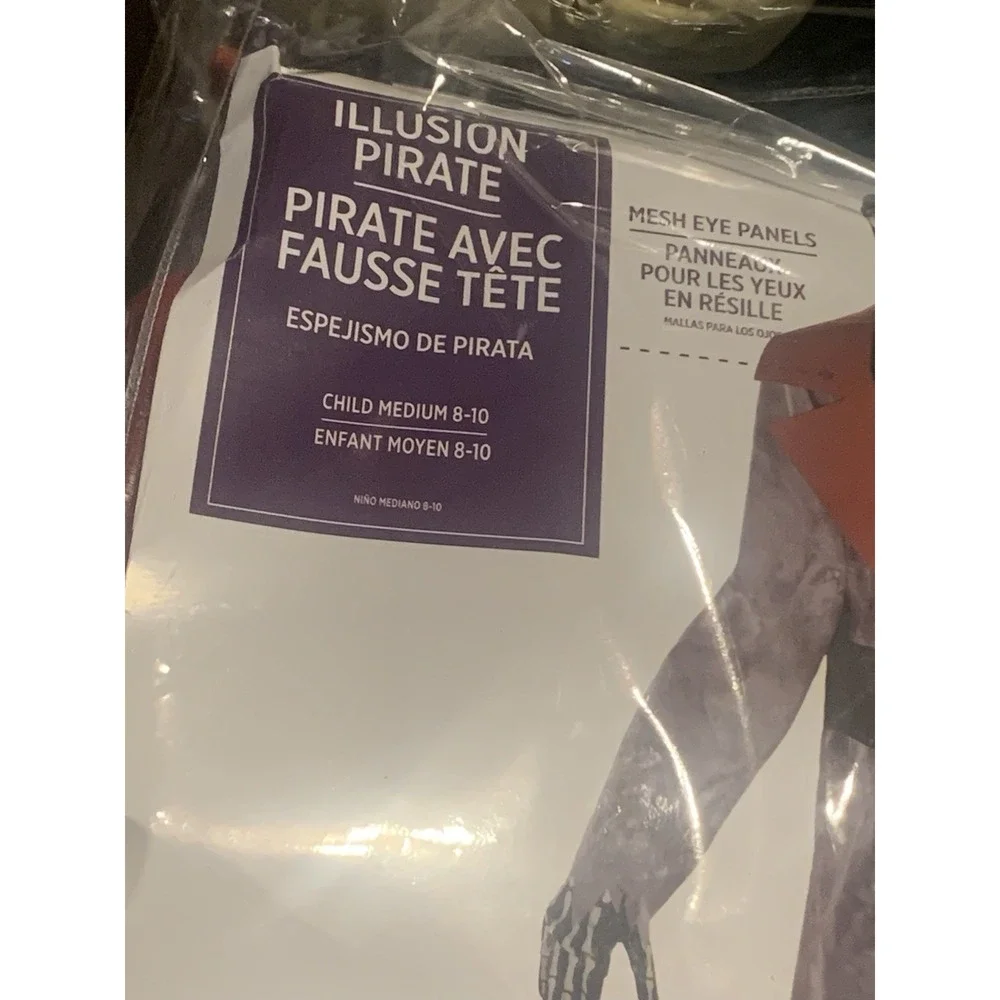 New Illusion Pirate Suit Horror scary skull Halloween Costume‎ child Medium 8-10 - Picture 2 of 3